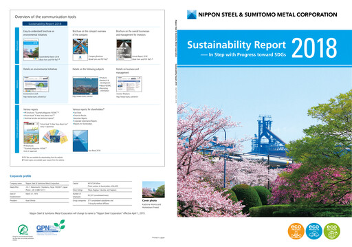 Thumbnail Nippon Steel
 Sustainability Report 2018