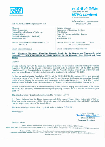 Thumbnail NTPC Limited
 Quarterly Report 2018-q3