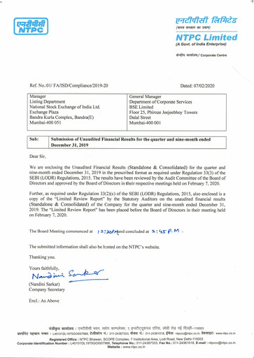 Thumbnail NTPC Limited
 Quarterly Report 2019-q3