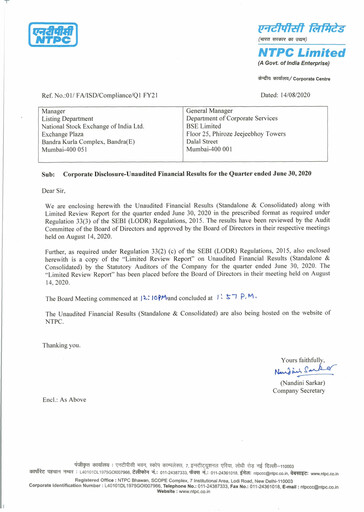 Thumbnail NTPC Limited
 Quarterly Report 2020-q1