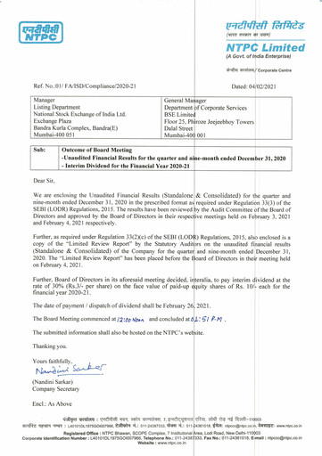Thumbnail NTPC Limited
 Quarterly Report 2020-q3
