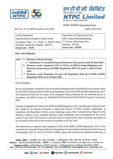 Thumbnail NTPC Limited
 Quarterly Report 2025-q1