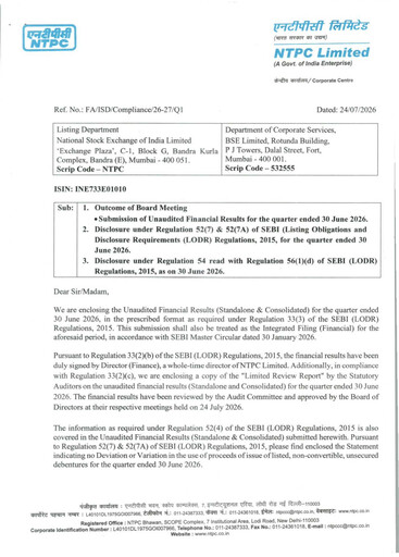 Thumbnail NTPC Limited
 Quarterly Report 2026-q1