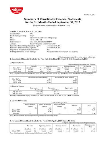 Thumbnail Nissin Foods
 Financial Statement 2014-q2