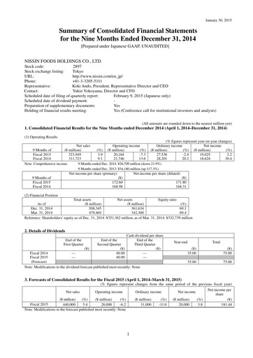 Thumbnail Nissin Foods
 Financial Statement 2015-q3