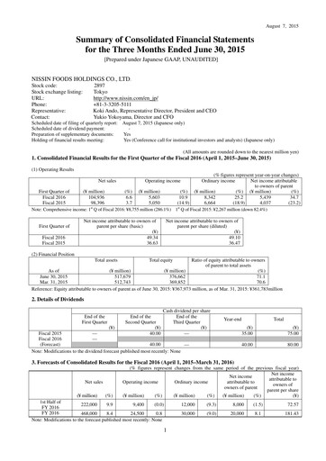 Thumbnail Nissin Foods
 Financial Statement 2016-q1
