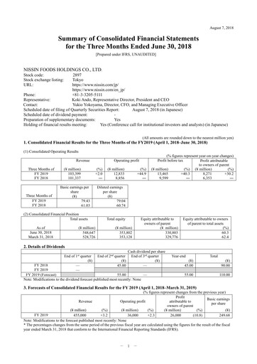 Thumbnail Nissin Foods
 Financial Statement 2019-q1