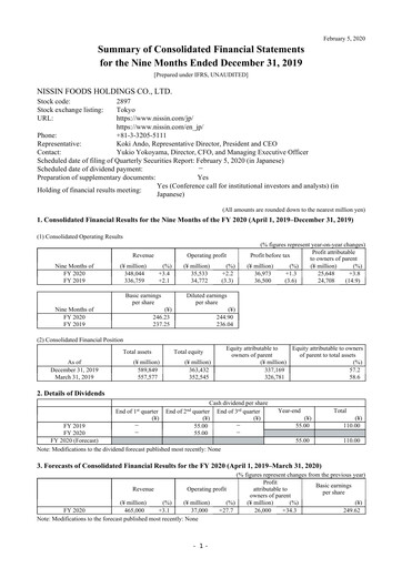Thumbnail Nissin Foods
 Financial Statement 2020-q3