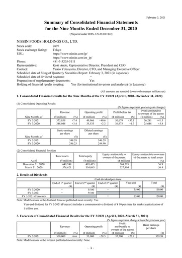 Thumbnail Nissin Foods
 Financial Statement 2021-q3