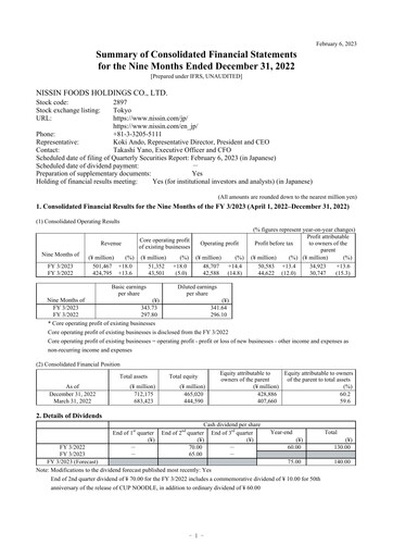 Thumbnail Nissin Foods
 Financial Statement 2023-q3