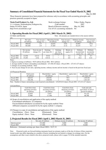 Thumbnail Nissin Foods
 Financial Statement fy2002