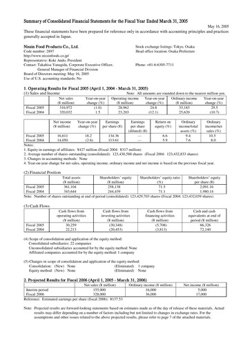 Thumbnail Nissin Foods
 Financial Statement fy2005