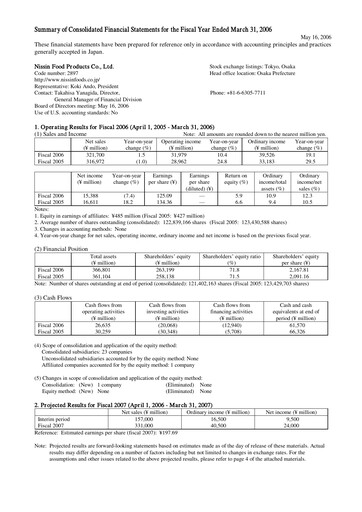 Thumbnail Nissin Foods
 Financial Statement fy2006