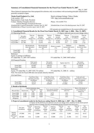 Thumbnail Nissin Foods
 Financial Statement fy2007