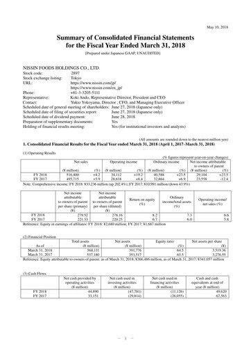 Thumbnail Nissin Foods
 Financial Statement fy2018