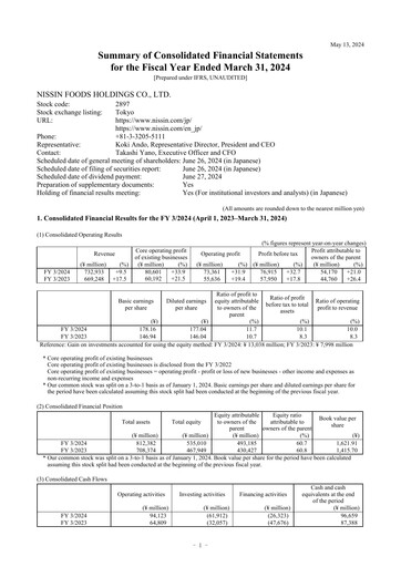 Thumbnail Nissin Foods
 Financial Statement fy2024