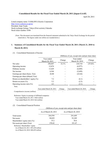 Vorschaubild Yaskawa Finanzmitteilung fy2010