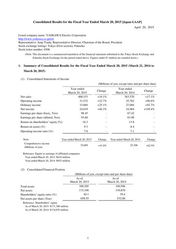 Vorschaubild Yaskawa Finanzmitteilung fy2014