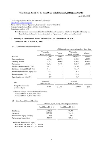 Vorschaubild Yaskawa Finanzmitteilung fy2015