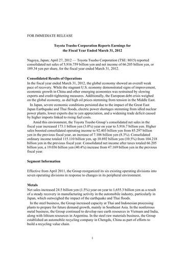 Thumbnail Toyota Tsusho
 Financial Statement 2011