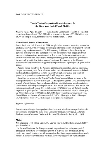 Thumbnail Toyota Tsusho
 Financial Statement 2013