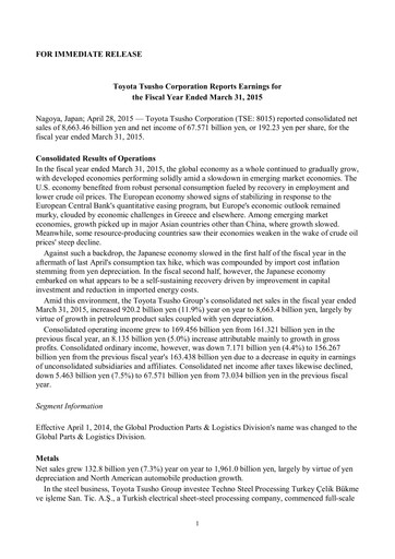 Thumbnail Toyota Tsusho
 Financial Statement 2014