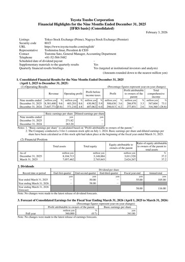 Thumbnail Toyota Tsusho
 Quarterly Report 2025-q3