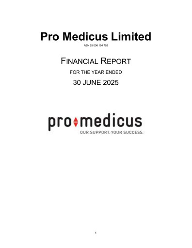 Thumbnail Pro Medicus Financial Report fy2025