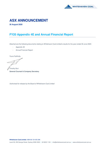 Thumbnail Whitehaven Coal Financial Statement 2020
