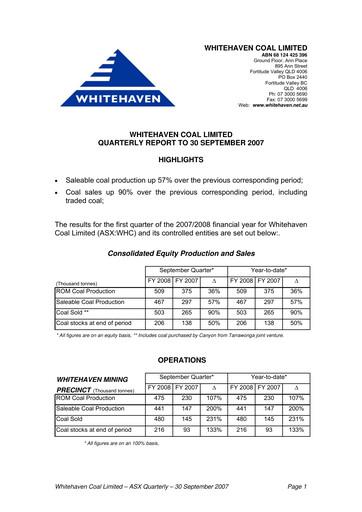 Thumbnail Whitehaven Coal Quarterly Report 2007-q3