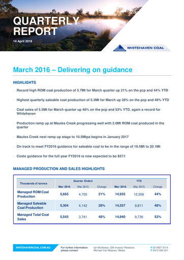 Thumbnail Whitehaven Coal Quarterly Report 2016-q1