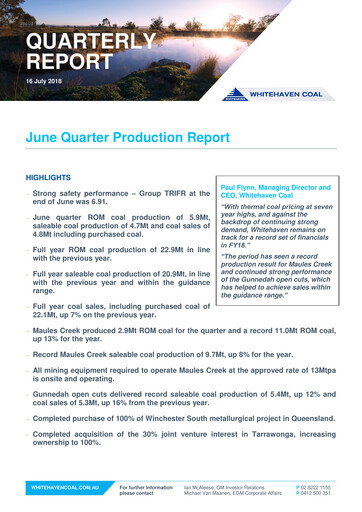 Thumbnail Whitehaven Coal Quarterly Report 2018-q2