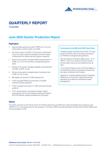 Thumbnail Whitehaven Coal Quarterly Report 2020-q2