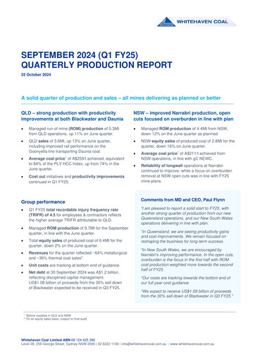 Thumbnail Whitehaven Coal Quarterly Report 2024-q3