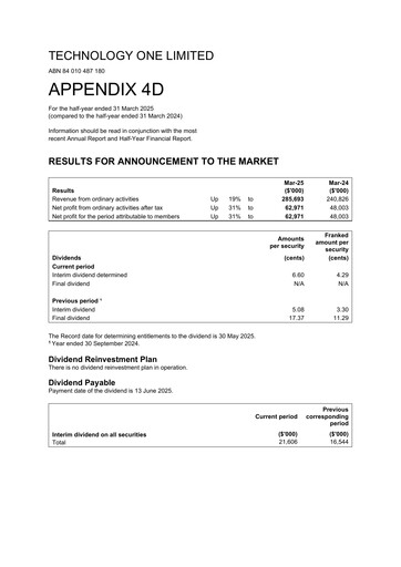 Vorschaubild Technology One Halbjahresbericht 2025-h1