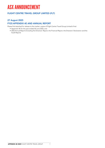 Miniature Flight Centre Travel Group Limited Rapport annuel fy2025