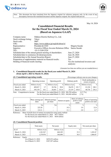 Thumbnail Odakyu Electric Railway Financial Report 2023