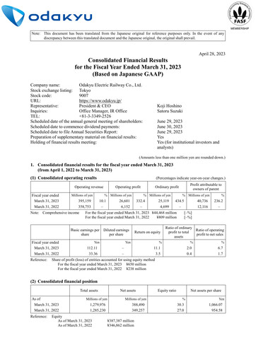 Thumbnail Odakyu Electric Railway Financial Statement fy2022
