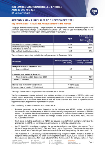Thumbnail IGO Limited Half-year Report 2022-h1