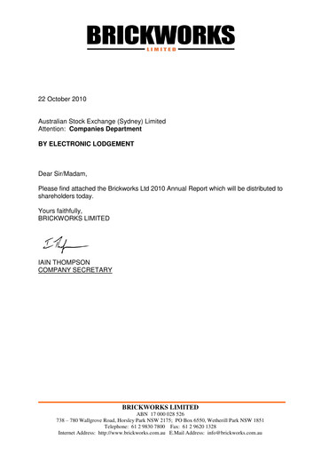 Thumbnail Brickworks Limited Annual Report 2010