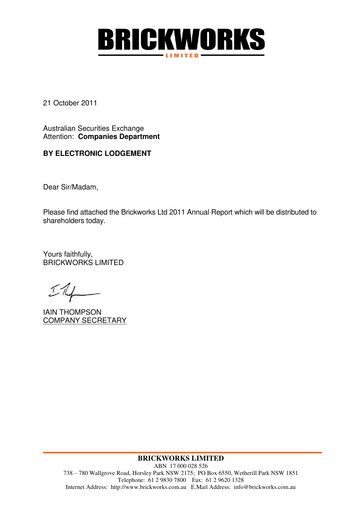 Thumbnail Brickworks Limited Annual Report 2011