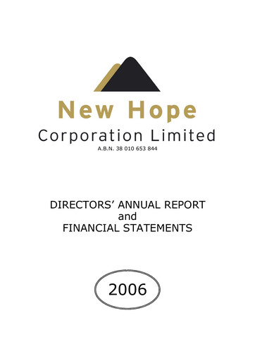Thumbnail New Hope Corporation Annual Report 2006