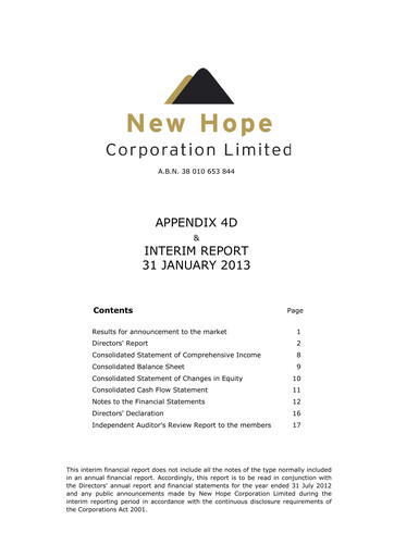Thumbnail New Hope Corporation Half-year Report 2013-h1