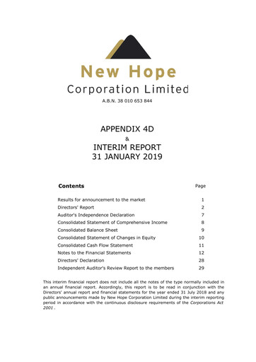 Thumbnail New Hope Corporation Half-year Report 2019-h1