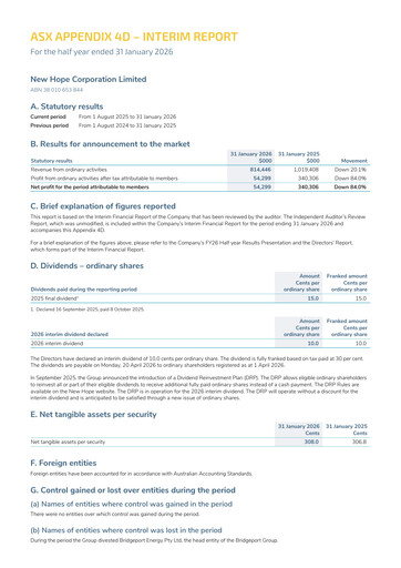 Thumbnail New Hope Corporation Half-year Report 2026-h1