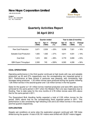 Thumbnail New Hope Corporation Quarterly Report 2012-q3