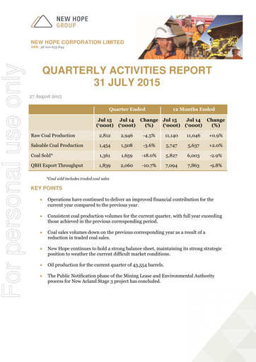 Thumbnail New Hope Corporation Quarterly Report 2015-q4