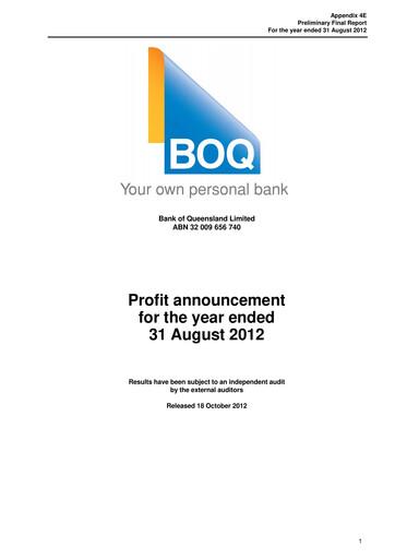 Thumbnail Bank of Queensland Financial Report 2012