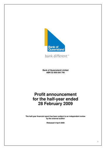 Thumbnail Bank of Queensland Half-year Report 2009-h1