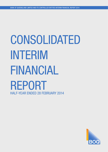 Thumbnail Bank of Queensland Half-year Report 2014-h1